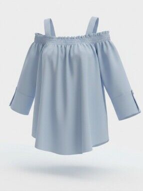 Sharagano Light Blue Smocked Off-Shoulder Blouse Size Large